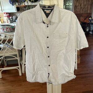 Men's White Speckled Button-Down Shirt